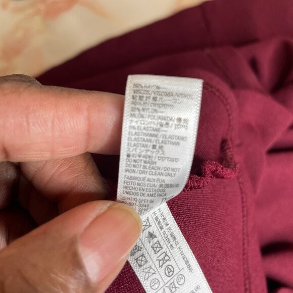 American Apparel Women's Burgundy Ponte Margot Long Sleeve Wrap Dress Size Large - Picture 7 of 9